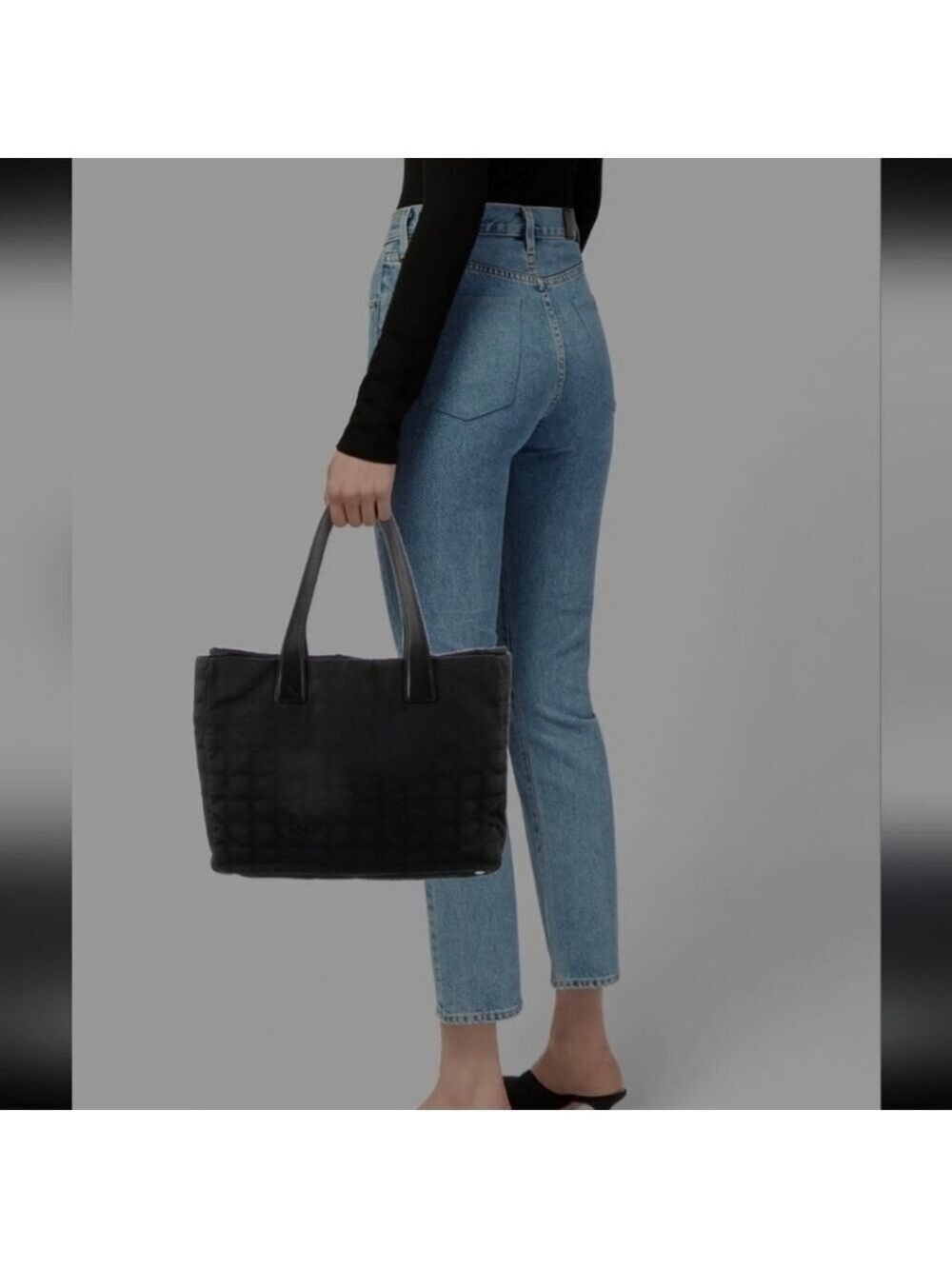Chanel Black Canvas Tote Bag